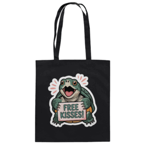 front-baumwolltasche-black-799-7387-1000x.png Schnappschildkröte 'Free Kisses!' - Baumwolltasche