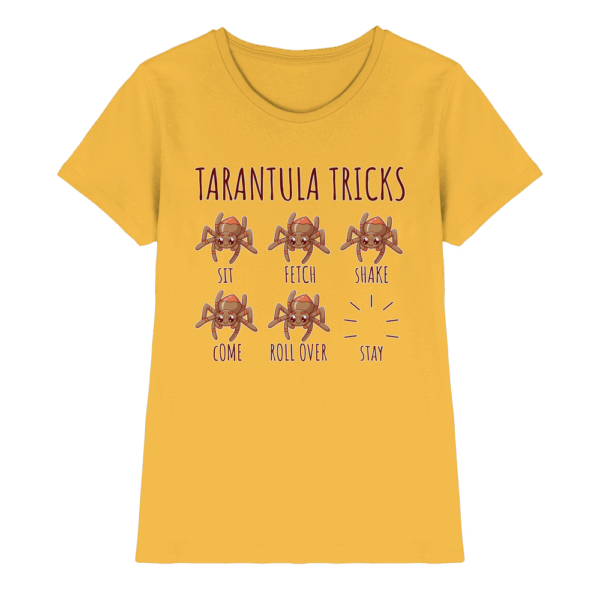 front-ladies-premium-shirt-gold-640-fe9a-1000x.png Tarantula Tricks - Sitz, Platz, bleib! - Ladies Premium Shirt