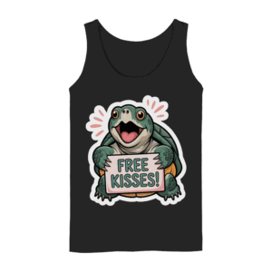 front-ladies-tank-top-black-772-1b58-1000x.png Schnappschildkröte 'Free Kisses!' - Ladies Tank-Top