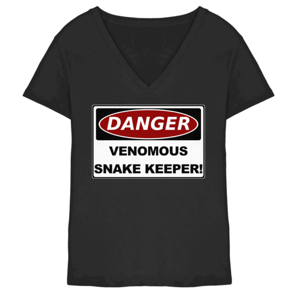 Warnschild: Danger! Venomous Snake Keeper! - Ladies V-Neck Shirt