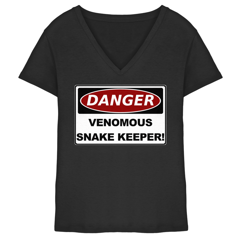 Warnschild: Danger! Venomous Snake Keeper! - Ladies V-Neck Shirt