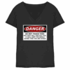 front-ladies-v-neck-shirt-black-251-83b0-1000x.png Warnschild: Danger! Do not touch this! - Ladies V-Neck Shirt