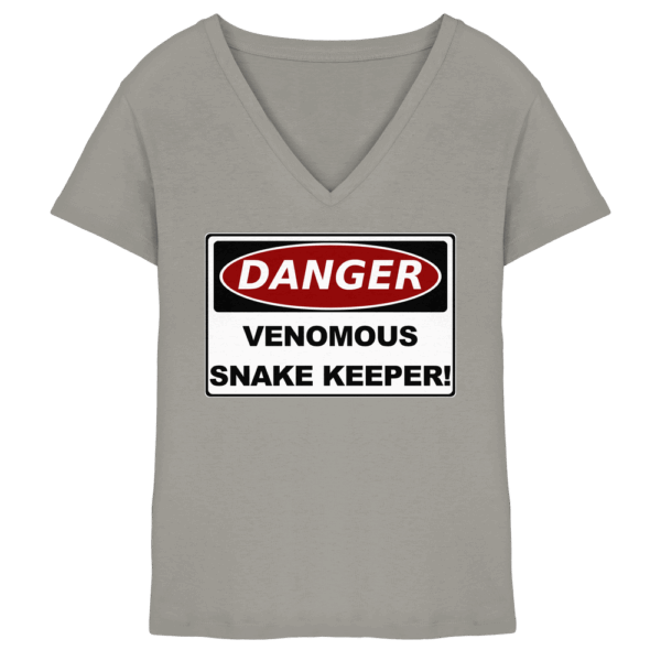 Warnschild: Danger! Venomous Snake Keeper! - Ladies V-Neck Shirt