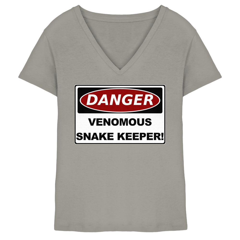 Warnschild: Danger! Venomous Snake Keeper! - Ladies V-Neck Shirt – Bild 2
