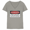 front-ladies-v-neck-shirt-light-grey-251-83b0-1000x.png Warnschild: Danger! Do not touch this! - Ladies V-Neck Shirt
