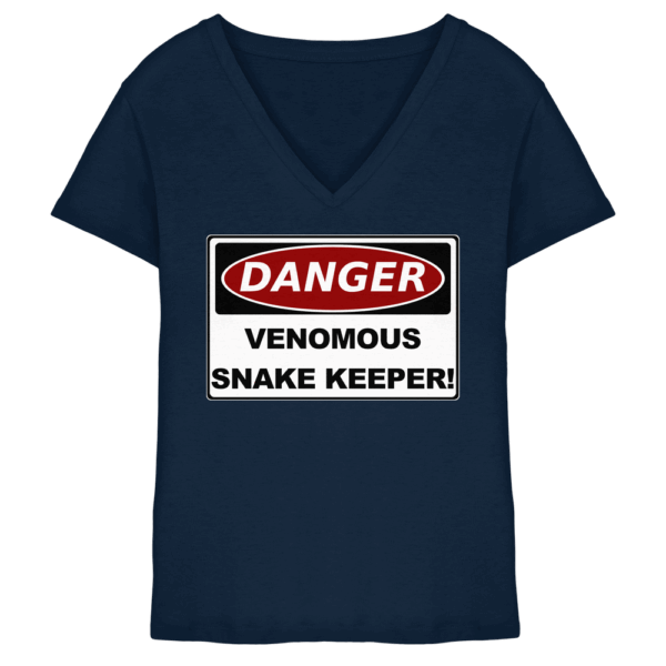 Warnschild: Danger! Venomous Snake Keeper! - Ladies V-Neck Shirt