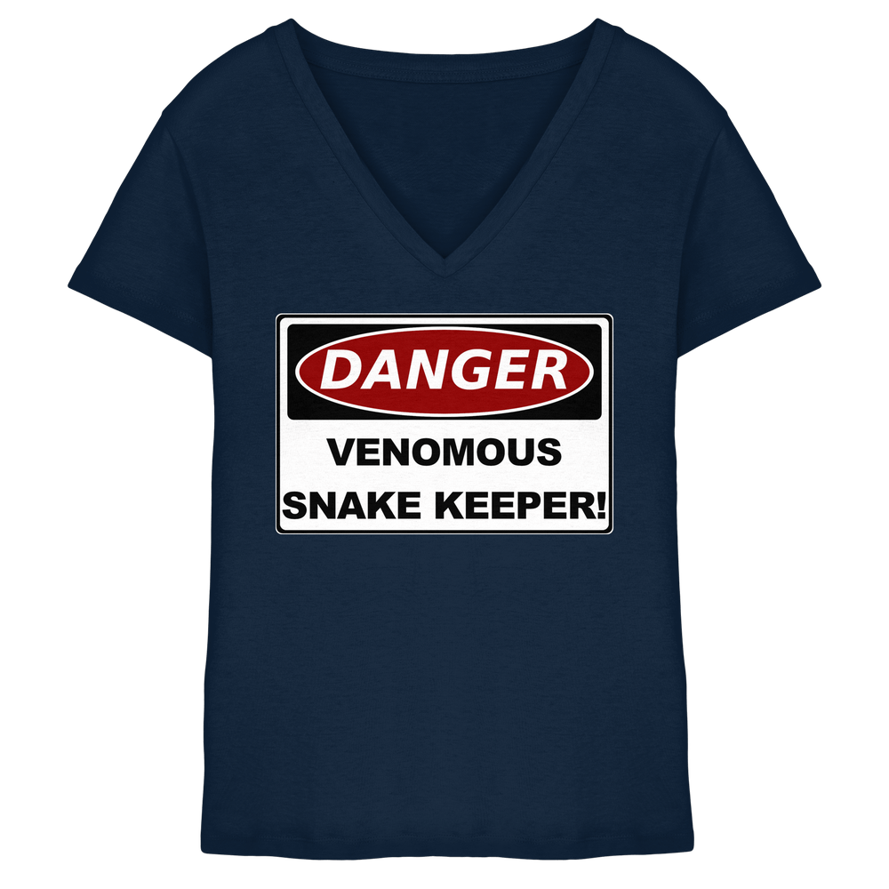 Warnschild: Danger! Venomous Snake Keeper! - Ladies V-Neck Shirt – Bild 3