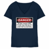 front-ladies-v-neck-shirt-navy-251-83b0-1000x.png Warnschild: Danger! Do not touch this! - Ladies V-Neck Shirt