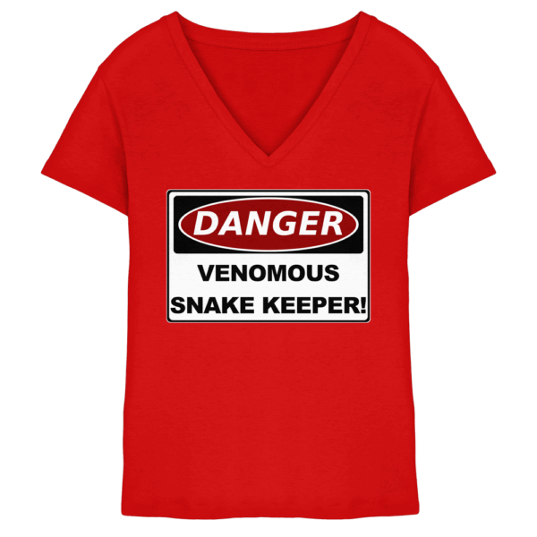 Warnschild: Danger! Venomous Snake Keeper! - Ladies V-Neck Shirt