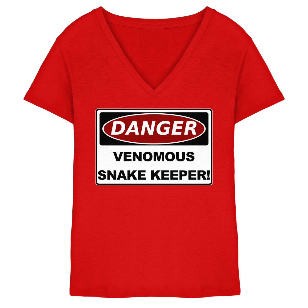 Warnschild: Danger! Venomous Snake Keeper! - Ladies V-Neck Shirt – Bild 4