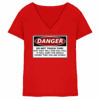 front-ladies-v-neck-shirt-red-251-83b0-1000x.png Warnschild: Danger! Do not touch this! - Ladies V-Neck Shirt