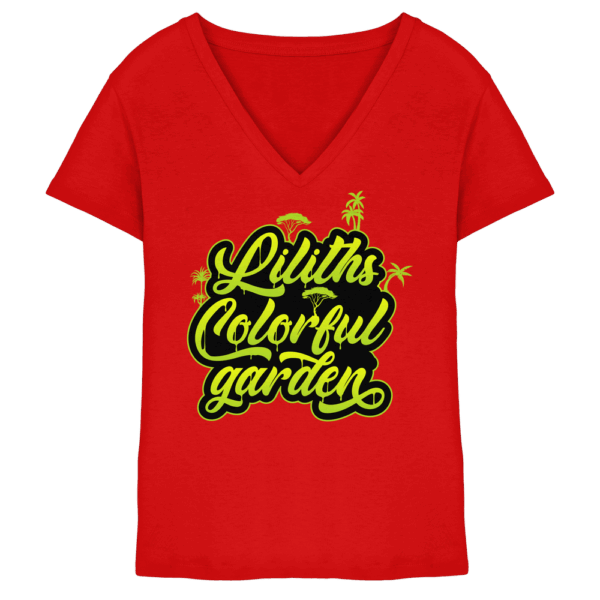 Liliths Colorful Garden Graffiti Logo - Ladies V-Neck Shirt