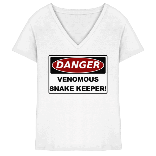 Warnschild: Danger! Venomous Snake Keeper! - Ladies V-Neck Shirt