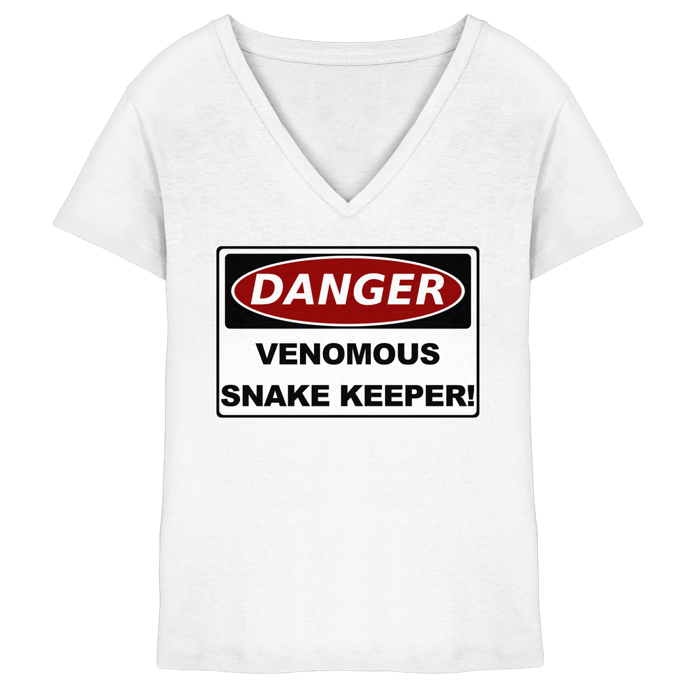 Warnschild: Danger! Venomous Snake Keeper! - Ladies V-Neck Shirt – Bild 5