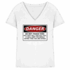 front-ladies-v-neck-shirt-white-251-83b0-1000x.png Warnschild: Danger! Do not touch this! - Ladies V-Neck Shirt