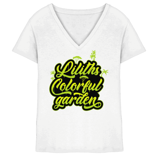 Liliths Colorful Garden Graffiti Logo - Ladies V-Neck Shirt