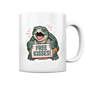 front-tasse-glossy-ffffff-558x.png Schnappschildkröte 'Free Kisses!' - Tasse glossy