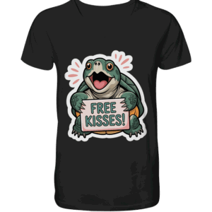 front-v-neck-shirt-272727-558x-5.png Schnappschildkröte 'Free Kisses!' - V-Neck Shirt Unisex/Herren