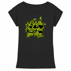 front-womens-extended-shoulder-t-shirt-black-199-709d-1000x.png Liliths Colorful Garden Graffiti Logo - Womens Extended Shoulder T-Shirt