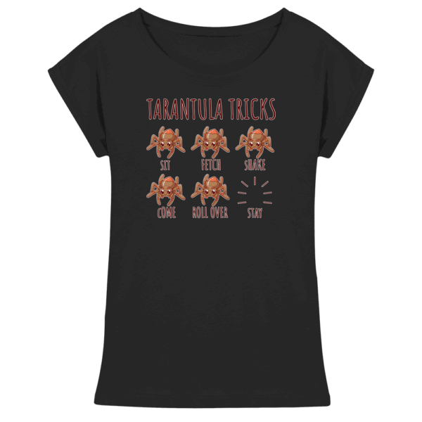 front-womens-extended-shoulder-t-shirt-black-199-cbe6-1000x.png Tarantula Tricks - Sitz, Platz, bleib! - Womens Extended Shoulder T-Shirt