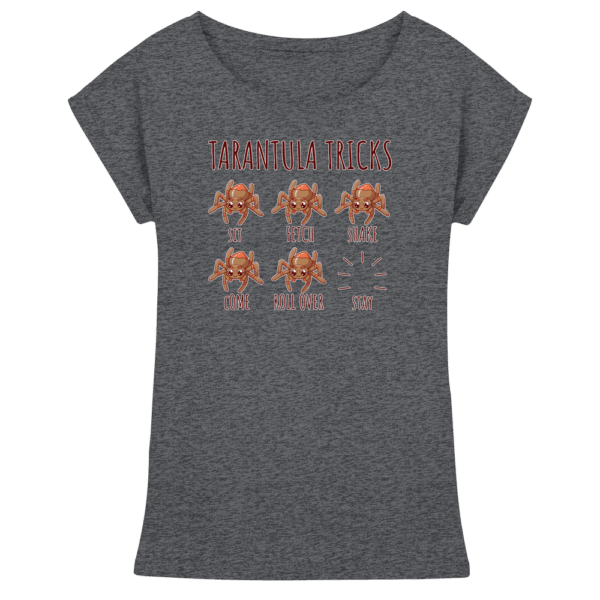 front-womens-extended-shoulder-t-shirt-charcoal-heather-199-cbe6-1000x.png Tarantula Tricks - Sitz, Platz, bleib! - Womens Extended Shoulder T-Shirt