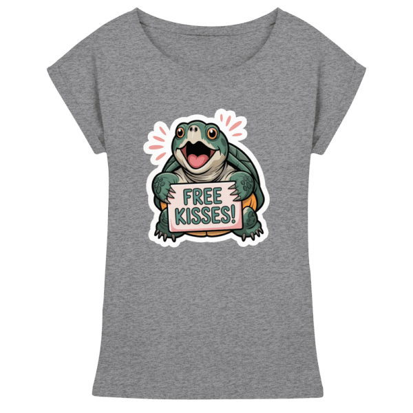 Schnappschildkröte 'Free Kisses!' - Womens Extended Shoulder T-Shirt