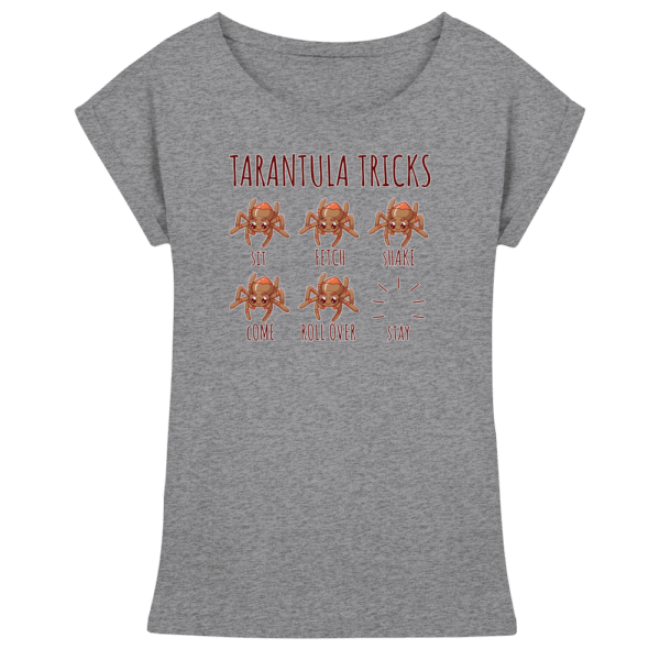 front-womens-extended-shoulder-t-shirt-heather-grey-199-cbe6-1000x.png Tarantula Tricks - Sitz, Platz, bleib! - Womens Extended Shoulder T-Shirt