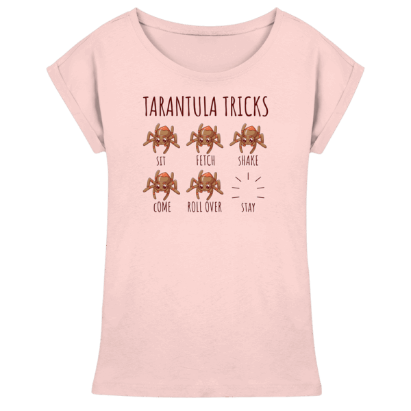 front-womens-extended-shoulder-t-shirt-pink-199-cbe6-1000x.png Tarantula Tricks - Sitz, Platz, bleib! - Womens Extended Shoulder T-Shirt
