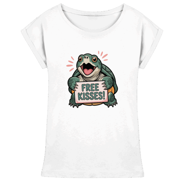 Schnappschildkröte 'Free Kisses!' - Womens Extended Shoulder T-Shirt