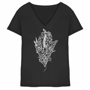 front-ladies-v-neck-shirt-black-251-4184-1000x.png Baumeidechse Geometric Art - Ladies V-Neck Shirt