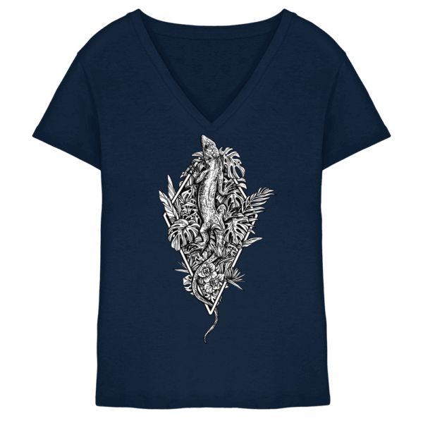 Baumeidechse Geometric Art - Ladies V-Neck Shirt