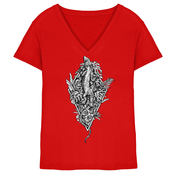 Baumeidechse Geometric Art - Ladies V-Neck Shirt