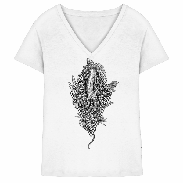 Baumeidechse Geometric Art - Ladies V-Neck Shirt