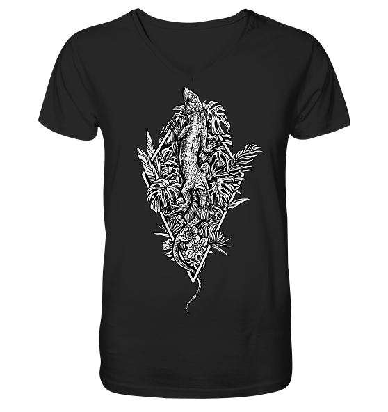 Baumeidechse Geometric Art - V-Neck Shirt