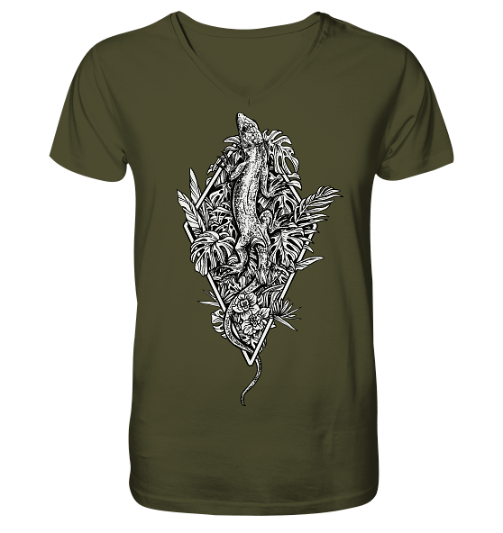 Baumeidechse Geometric Art - V-Neck Shirt – Bild 2