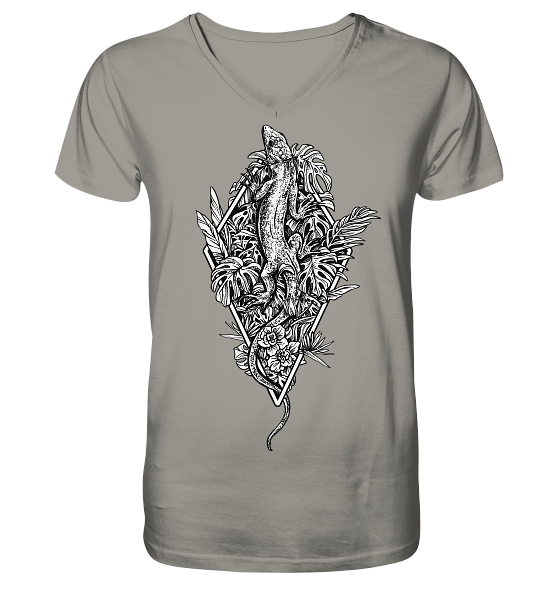 Baumeidechse Geometric Art - V-Neck Shirt – Bild 3
