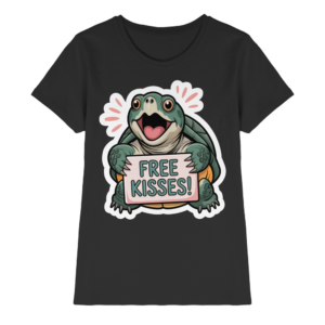 front-ladies-premium-shirt-black-640-10be-1000x.png Schnappschildkröte 'Free Kisses!' - Ladies Premium Shirt