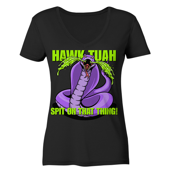 HAWK TUAH - Spit on that thing! - PURPLE - - Ladies V-Neck Shirt