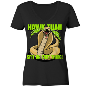 front-ladies-v-neck-shirt-272727-558x-2.png HAWK TUAH - Spit on that thing! - YELLOW - - Ladies V-Neck Shirt