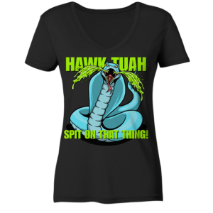 front-ladies-v-neck-shirt-272727-558x.png HAWK TUAH! Spit on that thing! - blue - - Ladies V-Neck Shirt