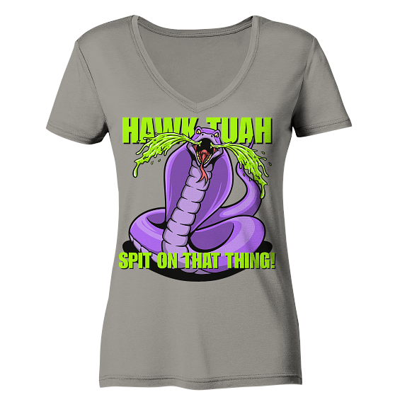 HAWK TUAH - Spit on that thing! - PURPLE - - Ladies V-Neck Shirt