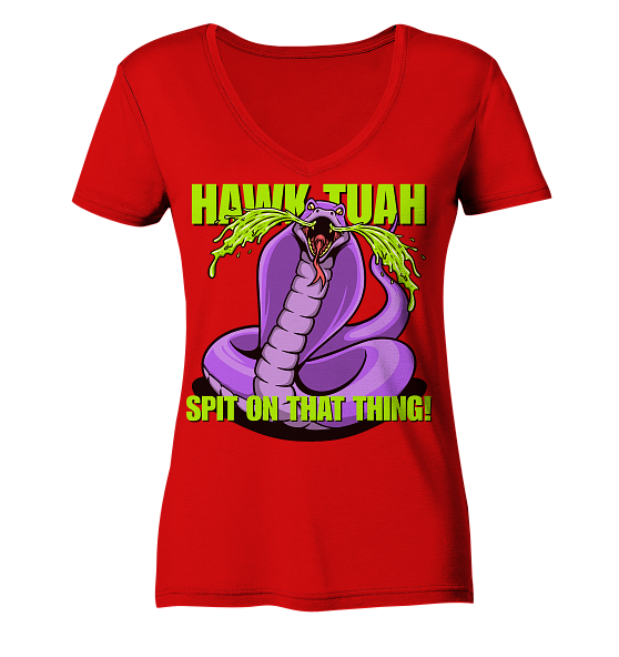 HAWK TUAH - Spit on that thing! - PURPLE - - Ladies V-Neck Shirt