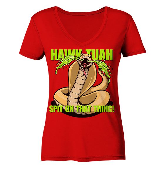 HAWK TUAH - Spit on that thing! - YELLOW - - Ladies V-Neck Shirt