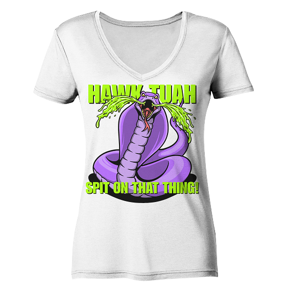 HAWK TUAH - Spit on that thing! - PURPLE - - Ladies V-Neck Shirt