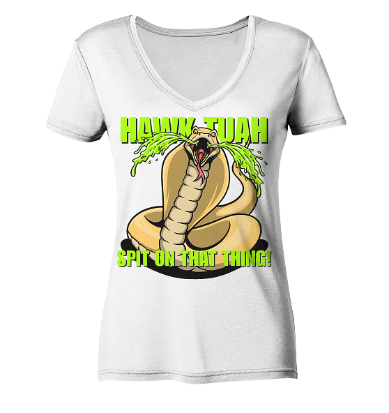 HAWK TUAH - Spit on that thing! - YELLOW - - Ladies V-Neck Shirt