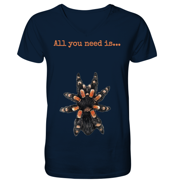 front-v-neck-shirt-0e2035-558x.png All you need is... tarantula - V-Neck Shirt