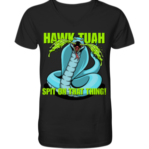 front-v-neck-shirt-272727-558x-1.png HAWK TUAH - Spit on that thing! - BLUE - - V-Neck Shirt