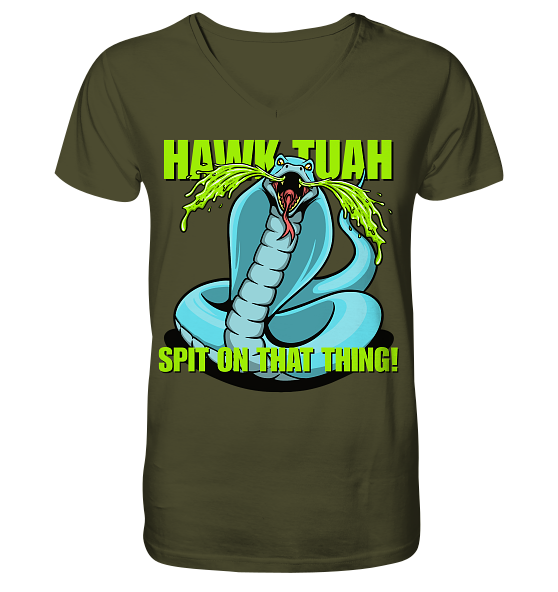 HAWK TUAH - Spit on that thing! - BLUE - - V-Neck Shirt