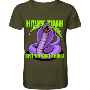 front-v-neck-shirt-4c4b30-558x-3.png HAWK TUAH - Spit on that thing! - PURPLE - - V-Neck Shirt
