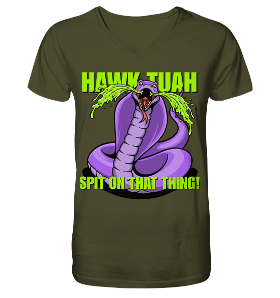 HAWK TUAH - Spit on that thing! - PURPLE - - V-Neck Shirt